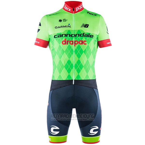 2017 Fahrradbekleidung Cannondale Drapac Grun Trikot Kurzarm und Tragerhose